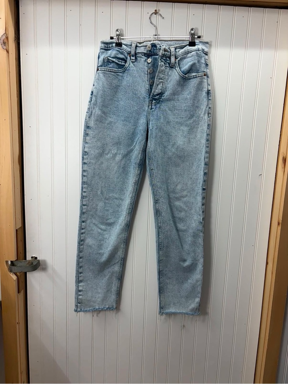 Old Navy Light Blue High-Rise Straight raw hem Jeans